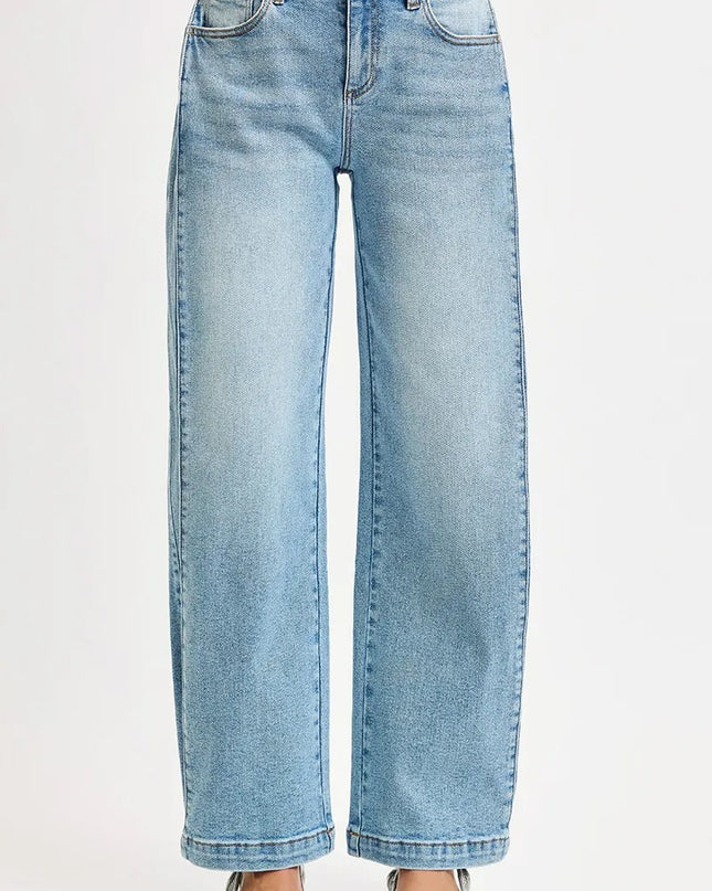 RISEN Mid Rise Wide Barrel Transferable Leg Snap Jeans - Sleekdenim.com