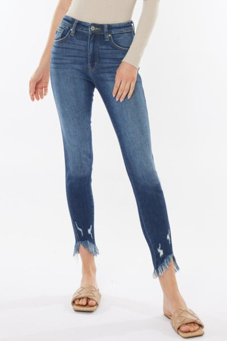 Kancan Raw Hem High Waist Cropped Jeans | Sleekdenim.com