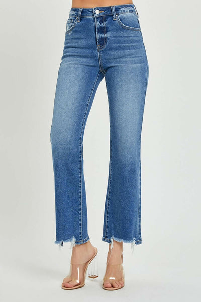 RISEN High Rise Straight Jeans Dark