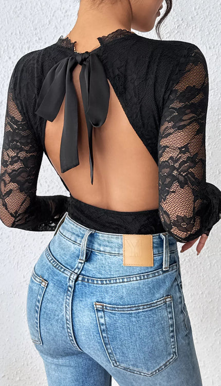 Lace Long Sleeve Bodysuit - Sleekdenim.com