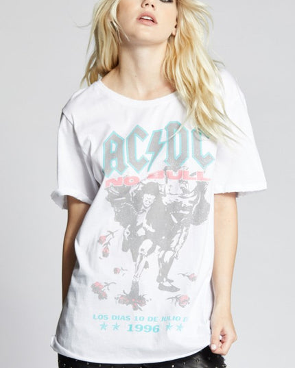 AC/DC No Bull Tour Vintage Graphic Boyfriend Tee - Sleekdenim.com