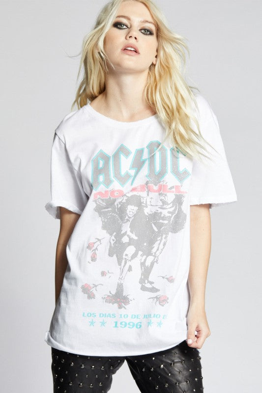 AC/DC No Bull Tour Vintage Graphic Boyfriend Tee - Sleekdenim.com