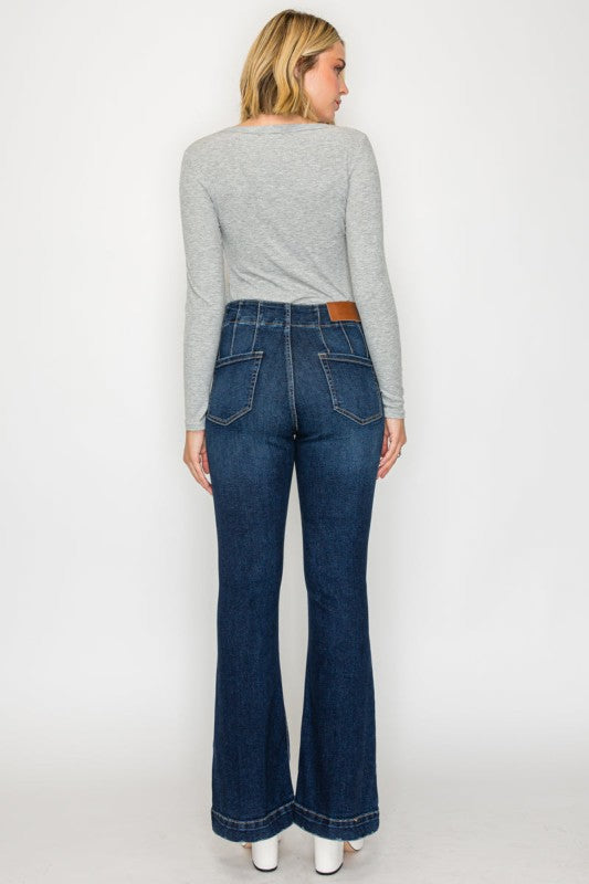 Women's High Rise Flare Jeans - Tummy Control - Sleekdenim.com