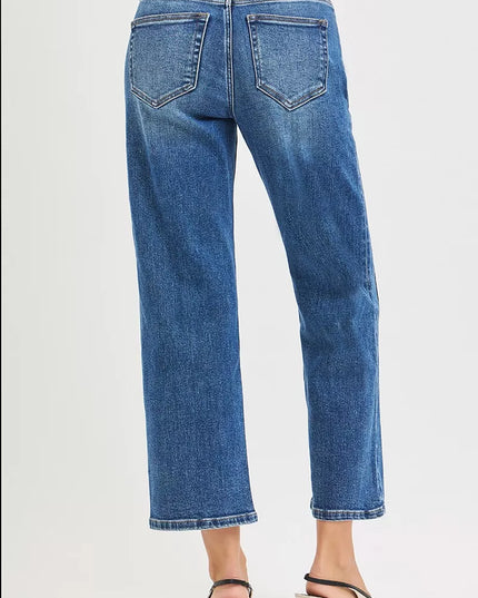 RISEN High Rise Crop Straight Jeans - Sleekdenim.com