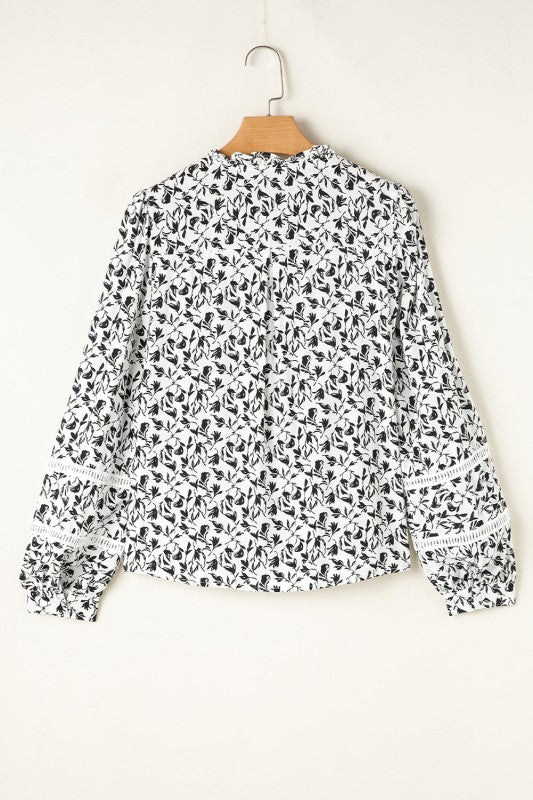 Floral Lace Puff Sleeve Top - Sleekdenim.com