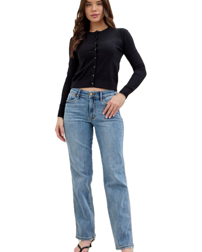 Judy Blue Frayed Hem Cell Phone Pocket Dad Jeans 82540 - Sleekdenim.com