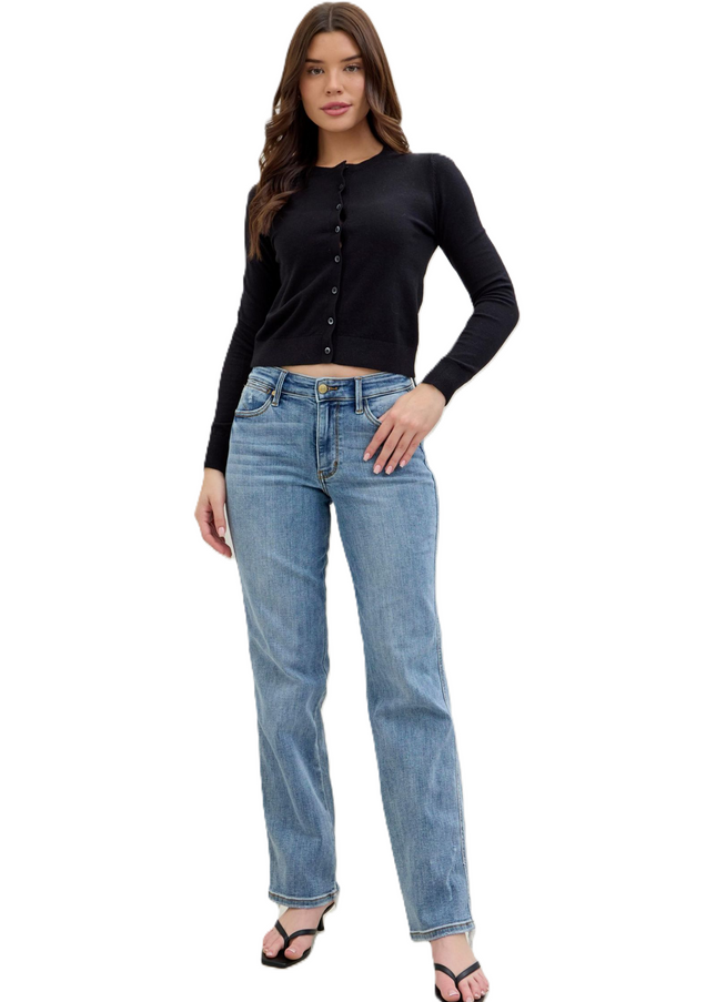 Judy Blue Frayed Hem Cell Phone Pocket Dad Jeans 82540 - Sleekdenim.com