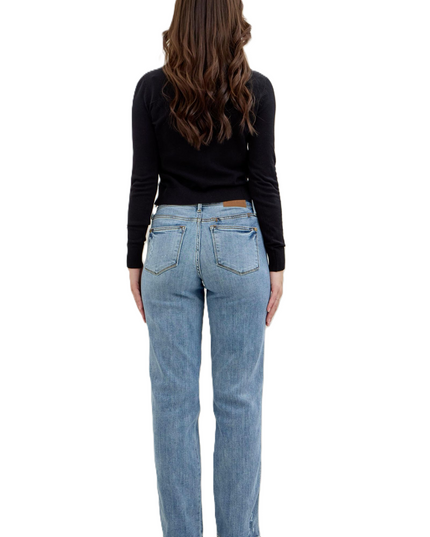 Judy Blue Frayed Hem Cell Phone Pocket Straight Leg Dad Jeans 82540