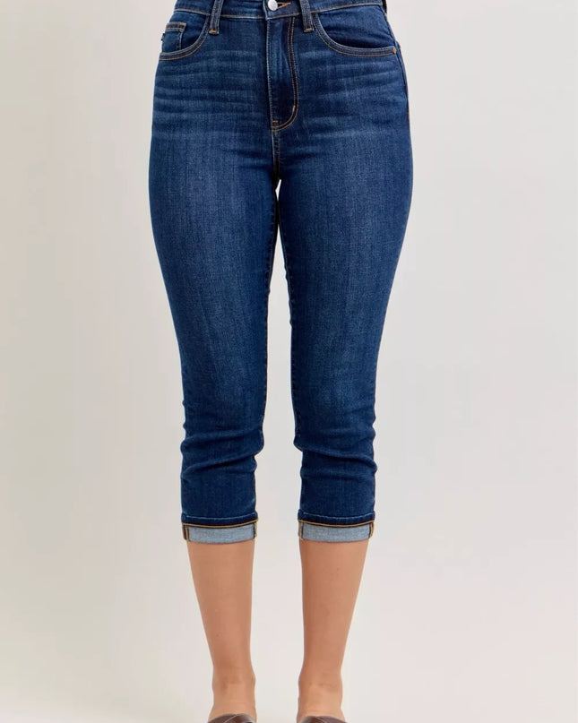 Judy Blue High Waist Capri Jeans with Single Cuff 72123 - Sleekdenim.com