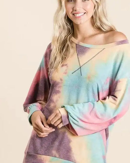 BiBi Tie Dye Print French Terry Sweatshirt - Sleekdenim.com