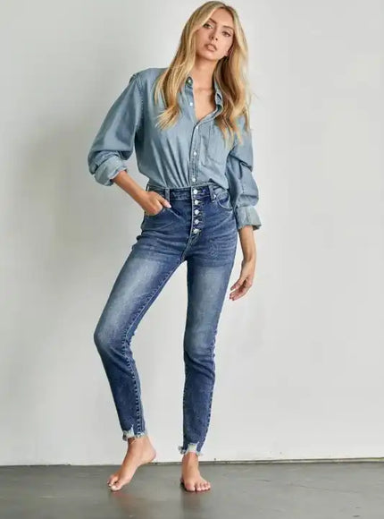 Artemis Vintage AT1068SKM HIGH RISE BUTTON SKINNY - Sleekdenim.com