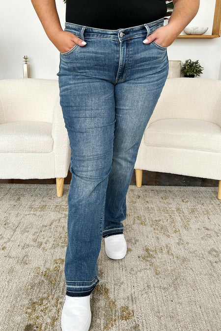 Judy Blue Full Size Mid Rise Release Hem Dad Jeans | Sleekdenim.com