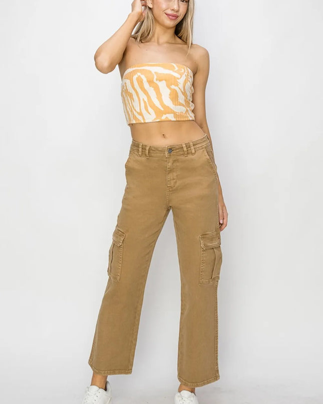 Risen Full Size High Rise Cargo Jeans - Sleekdenim.com