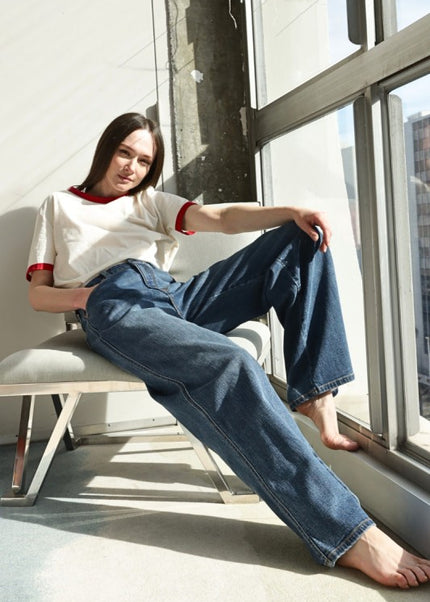 AT2068PZM - RELAXED HIGH RISE PALAZZO JEANS - Sleekdenim.com
