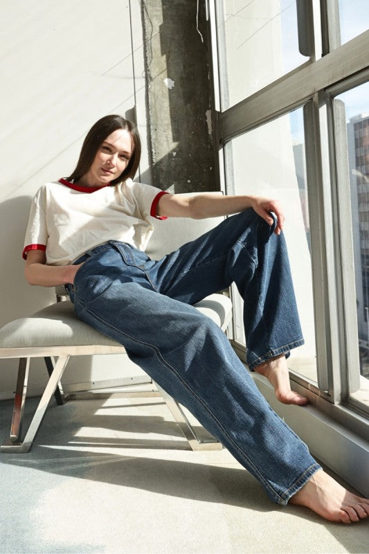 AT2068PZM - RELAXED HIGH RISE PALAZZO JEANS - Sleekdenim.com