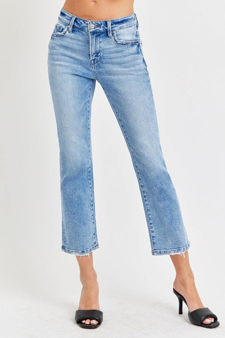 RISEN Full Size Low Rise Crop Slim Straight Jeans | Sleekdenim.com