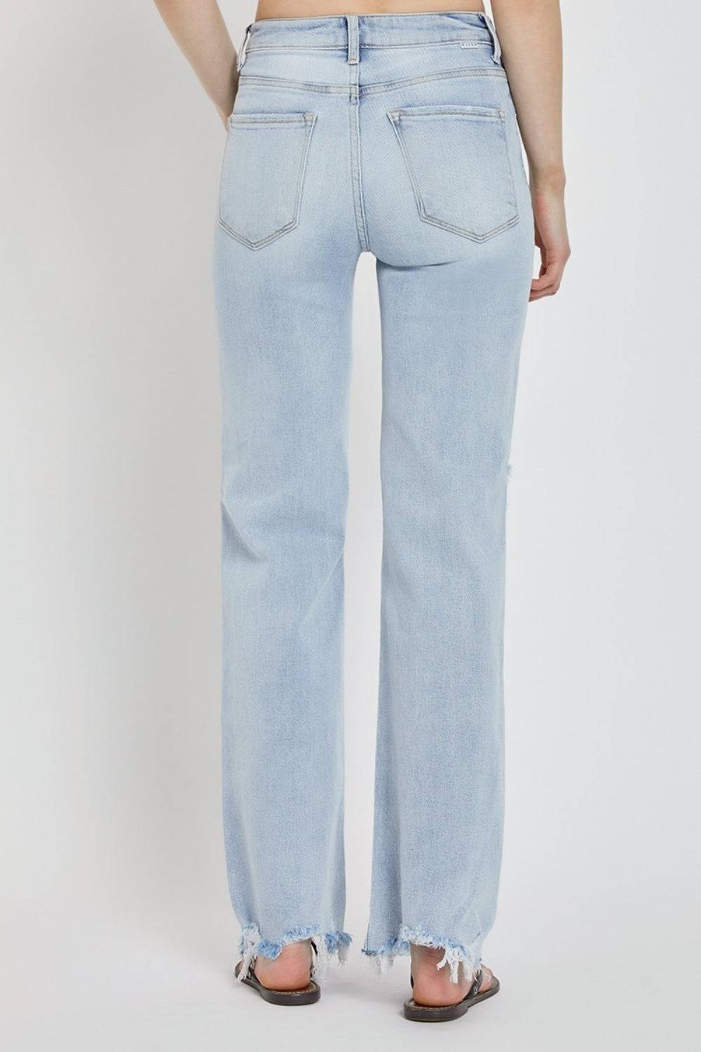 RISEN Full Size High Rise Distressed Wide Leg Jeans | Sleekdenim.com