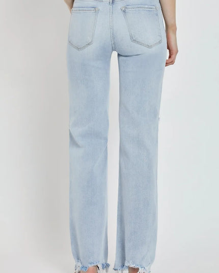 RISEN Full Size High Rise Distressed Wide Leg Jeans - Sleekdenim.com