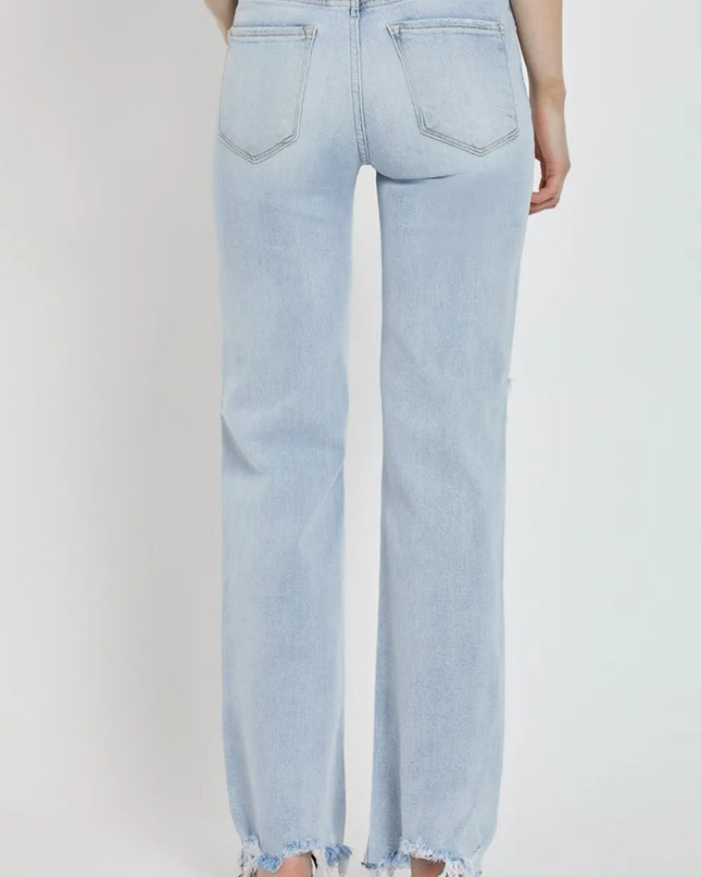 RISEN Full Size High Rise Distressed Wide Leg Jeans - Sleekdenim.com