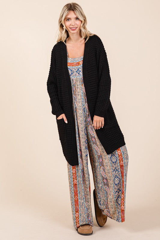 Mittoshop Open Front Long Sleeve Longline Cardigan