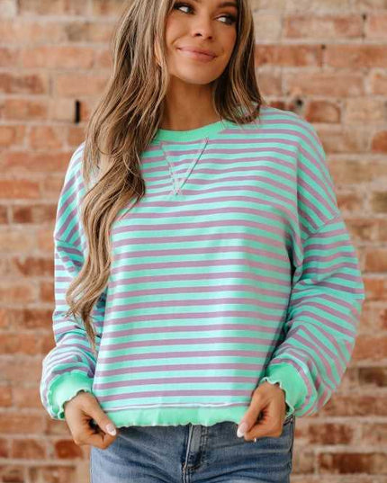 River Ribbed Trim Oversize Sweatshirt - Sleekdenim.com