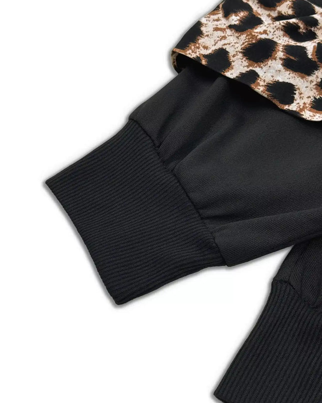 Leopard Trim Top and Pants Set - Sleekdenim.com