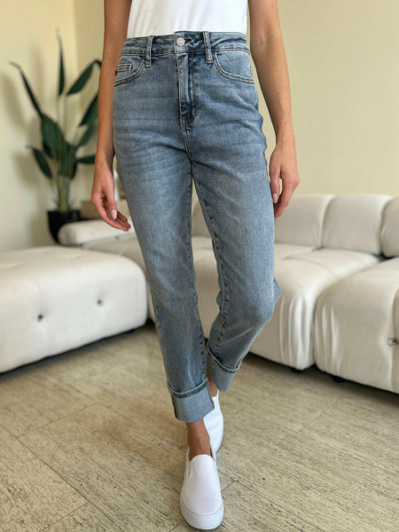 Judy Blue Full Size High Waist Cuff Hem Jeans | Sleekdenim.com