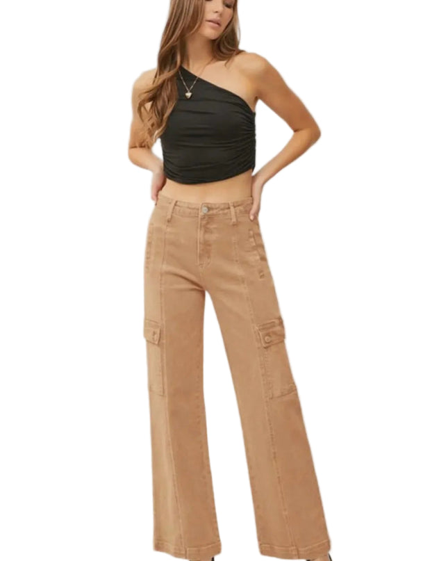 RISEN Full Size High Rise Wide Leg Cargo Jeans - Sleekdenim.com