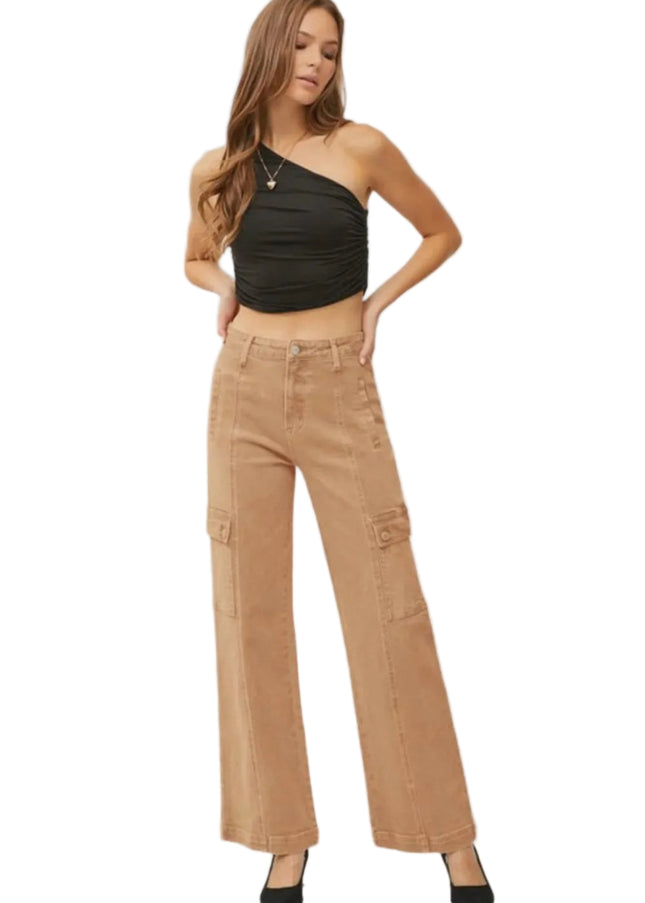 RISEN Full Size High Rise Wide Leg Cargo Jeans - Sleekdenim.com