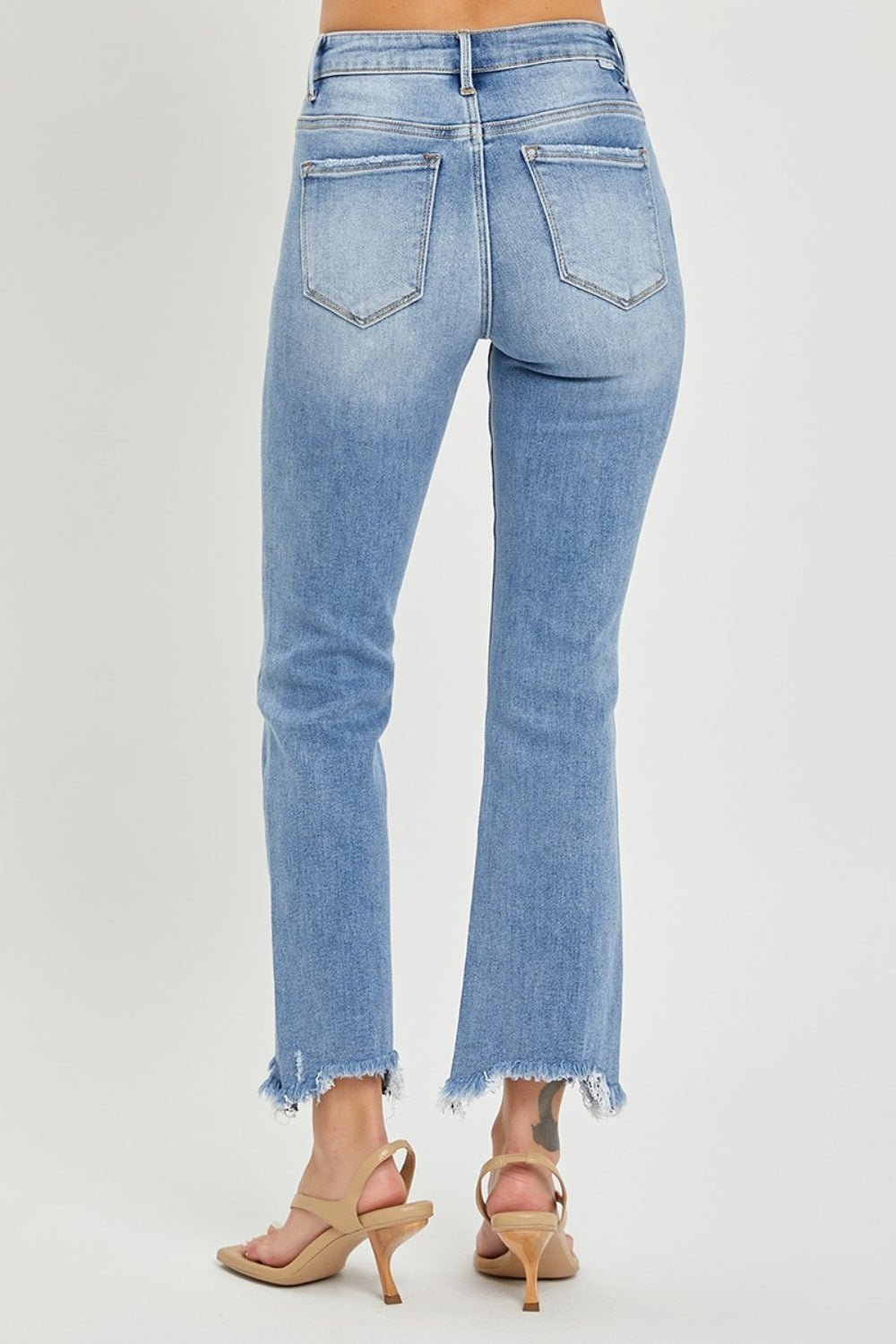 RISEN Full Size Frayed Hem Cropped Straight Jeans | Sleekdenim.com