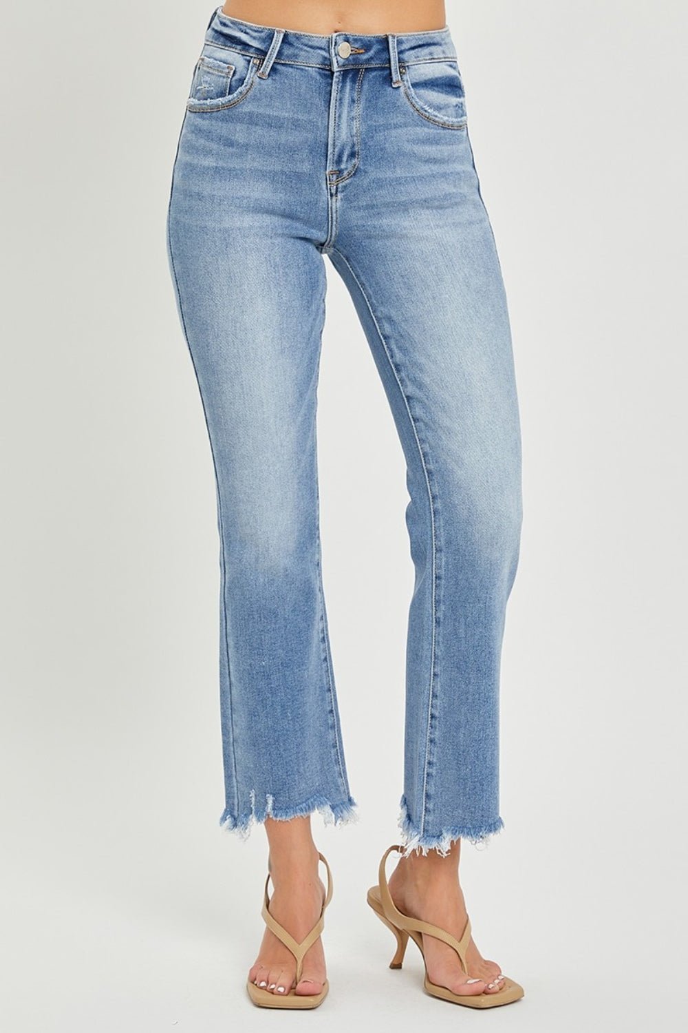 RISEN Full Size Frayed Hem Cropped Straight Jeans | Sleekdenim.com