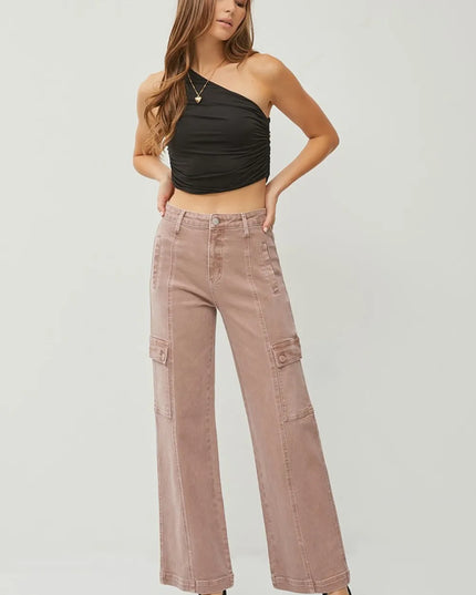 RISEN Full Size High Rise Wide Leg Cargo Jeans - Sleekdenim.com