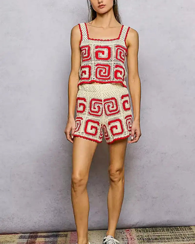 POL Crochet Patterned Shorts - Sleekdenim.com