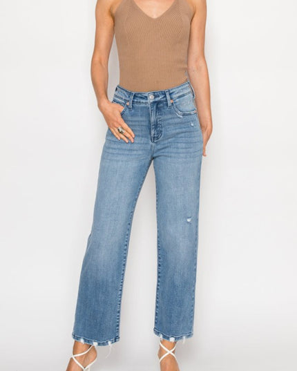 AT1088STMT - TUMMY CONTROL HIGH RISE STRAIGHT JEAN - Sleekdenim.com