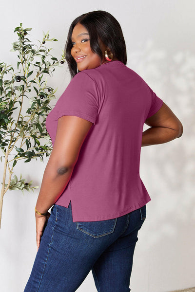 Basic Bae Full Size Round Neck Short Sleeve T-Shirt Purple