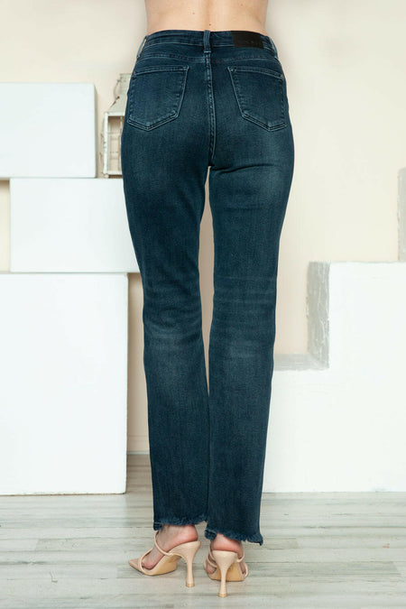 Judy Blue Full Size Button Fly Hem Destroy Straight Jeans | Sleekdenim.com