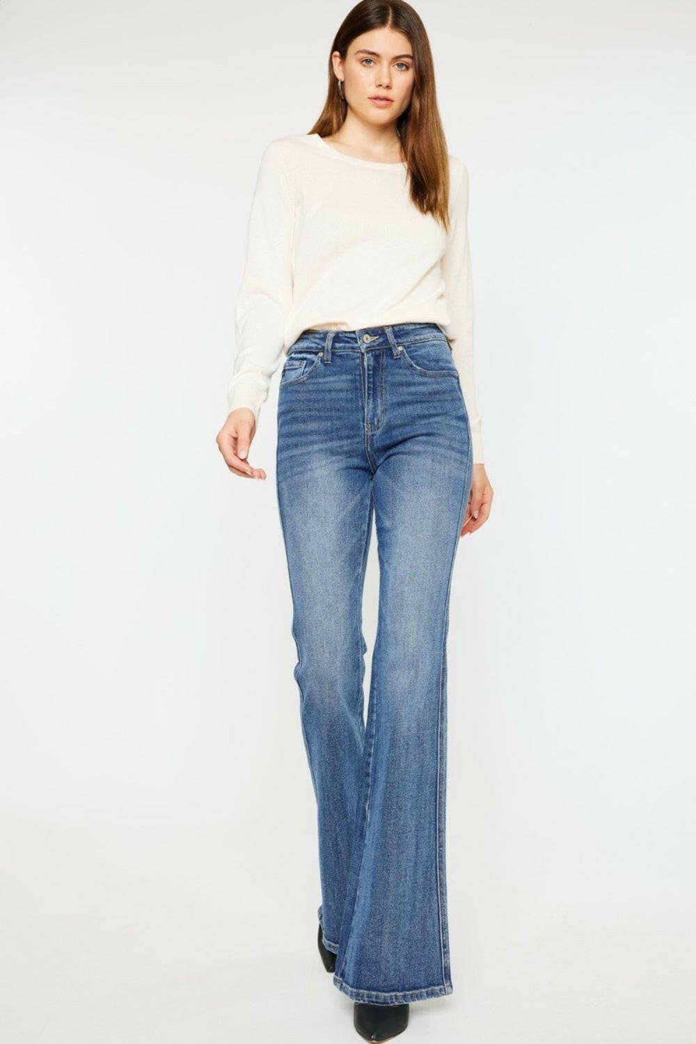 Kancan Cat's Whiskers High Waist Flare Jeans | Sleekdenim.com