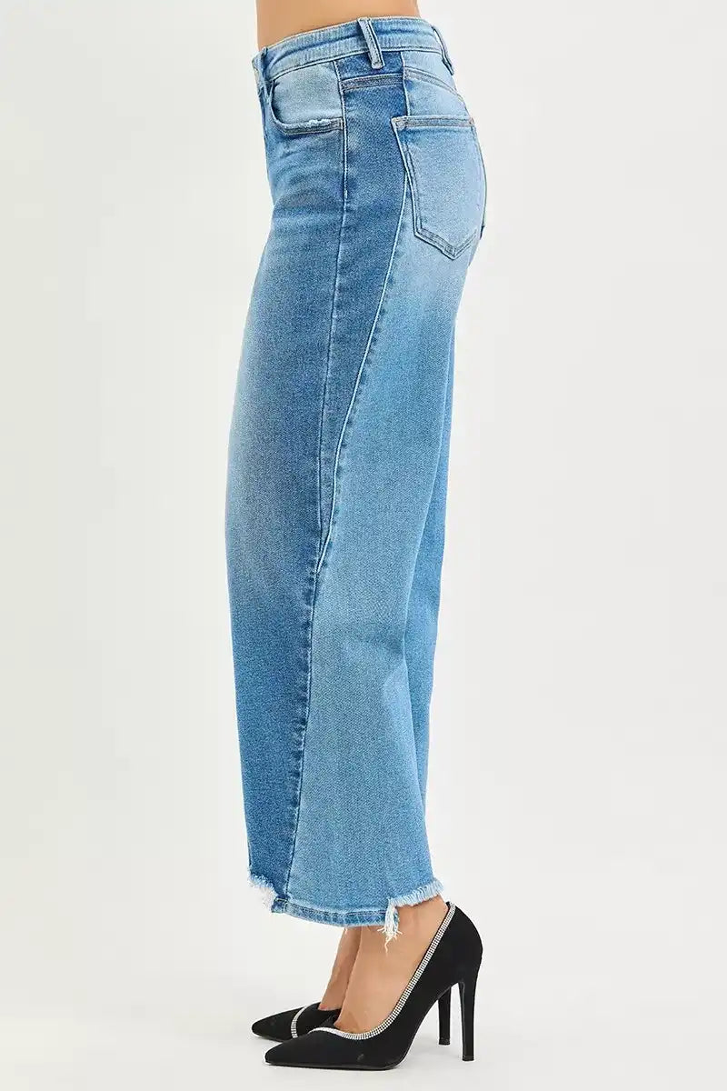 RISEN Slouchy Cropped Barrel Jeans with Contrast Wash PGC21503