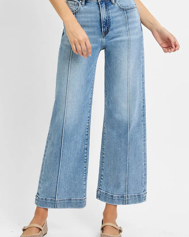 RISEN Full Size High Rise Crop Wide Leg Jeans Plus Size - Sleekdenim.com