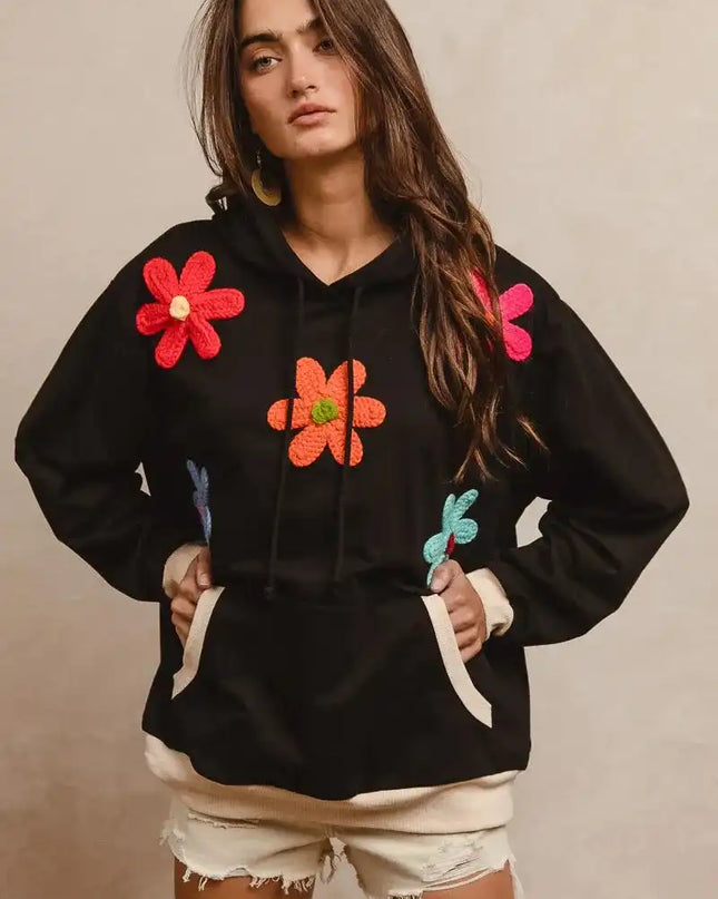 BiBi Patched Hoodie Top - Sleekdenim.com