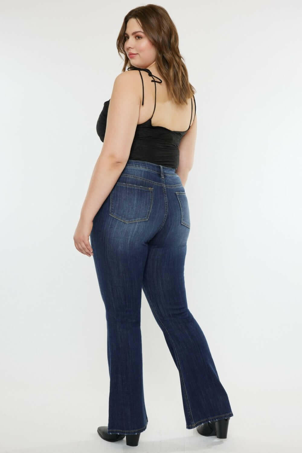 Kancan Full Size Mid Rise Slim Flare Jeans.