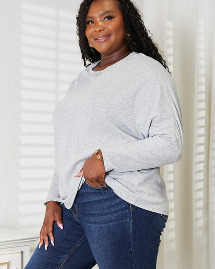 Double Take Seam Detail Round Neck Long Sleeve Top - Sleekdenim.com