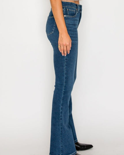 AT20004D - TUMMY CONTROL HIGH RISE BOOTCUT JEANS * - Sleekdenim.com