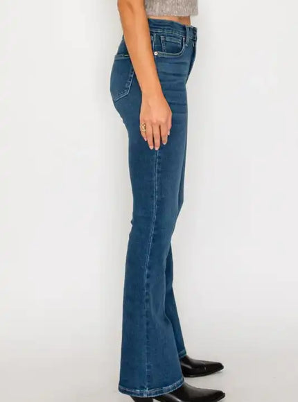 AT20004D - TUMMY CONTROL HIGH RISE BOOTCUT JEANS * - Sleekdenim.com