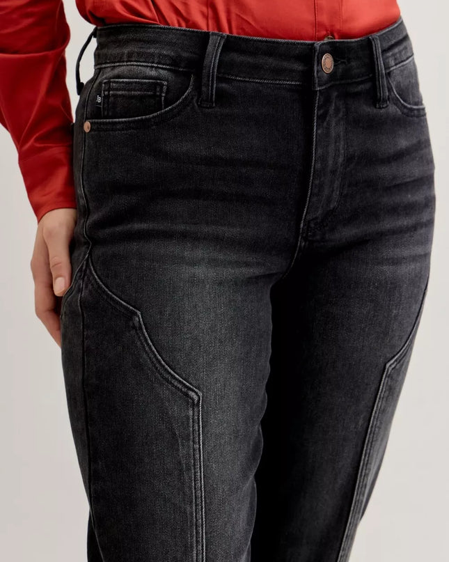 Judy Blue Mid Rise Straight Western Seam Detail Jeans - Sleekdenim.com