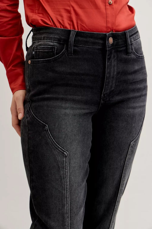 Judy Blue Mid Rise Straight Western Seam Detail Jeans - Sleekdenim.com