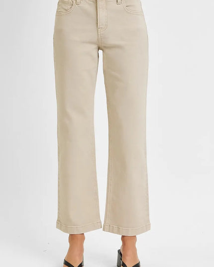 RISEN Full Size Tummy Control Mid Rise Ankle Straight Jeans Plus Size - Sleekdenim.com