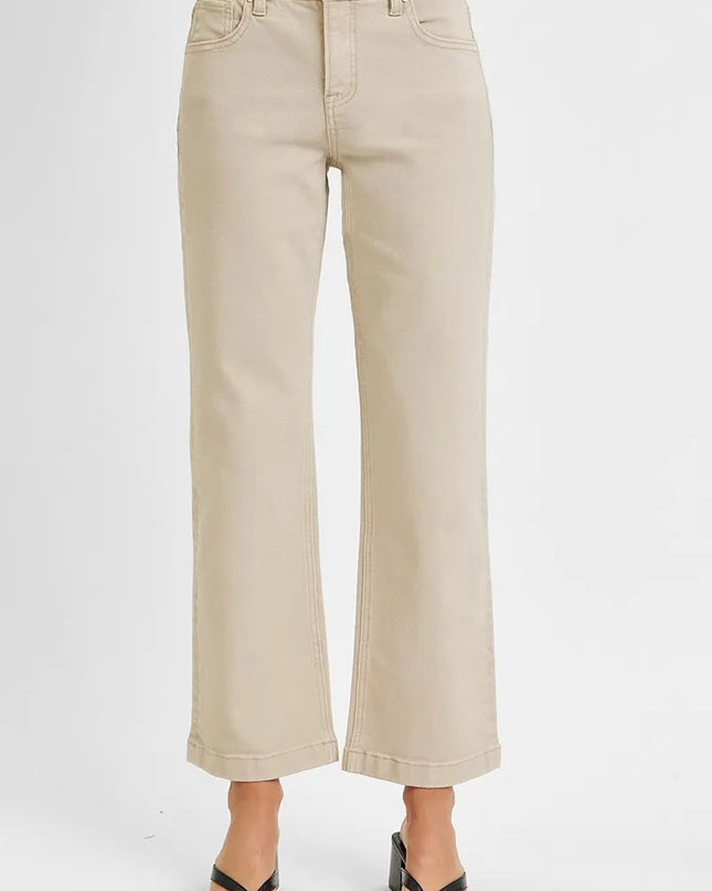 RISEN Full Size Tummy Control Mid Rise Ankle Straight Jeans Plus Size - Sleekdenim.com