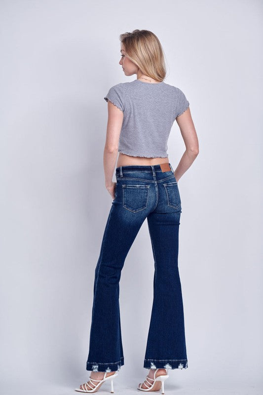 AT1017FLD Mid Rise Stretch Super Flare Jeans - Sleekdenim.com