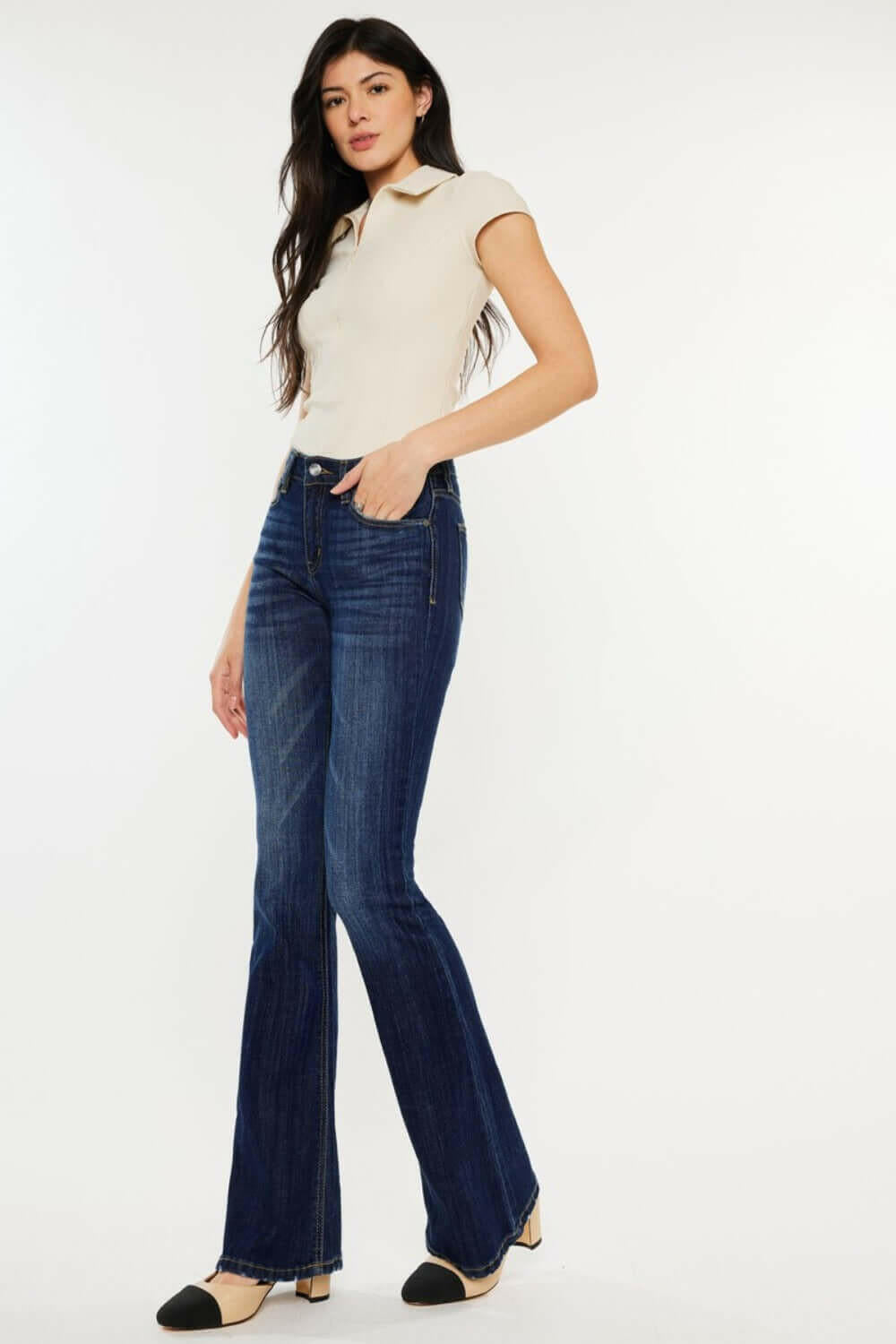 Kancan Full Size Mid Rise Slim Flare Jeans | Sleekdenim.com